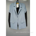 Single Button Mesh Sleeve Blazer for Women